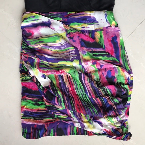 ALICE & OLIVIA Breanna Draped One Shoulder Dress Multicolor Silk $470 - Picture 6 of 12